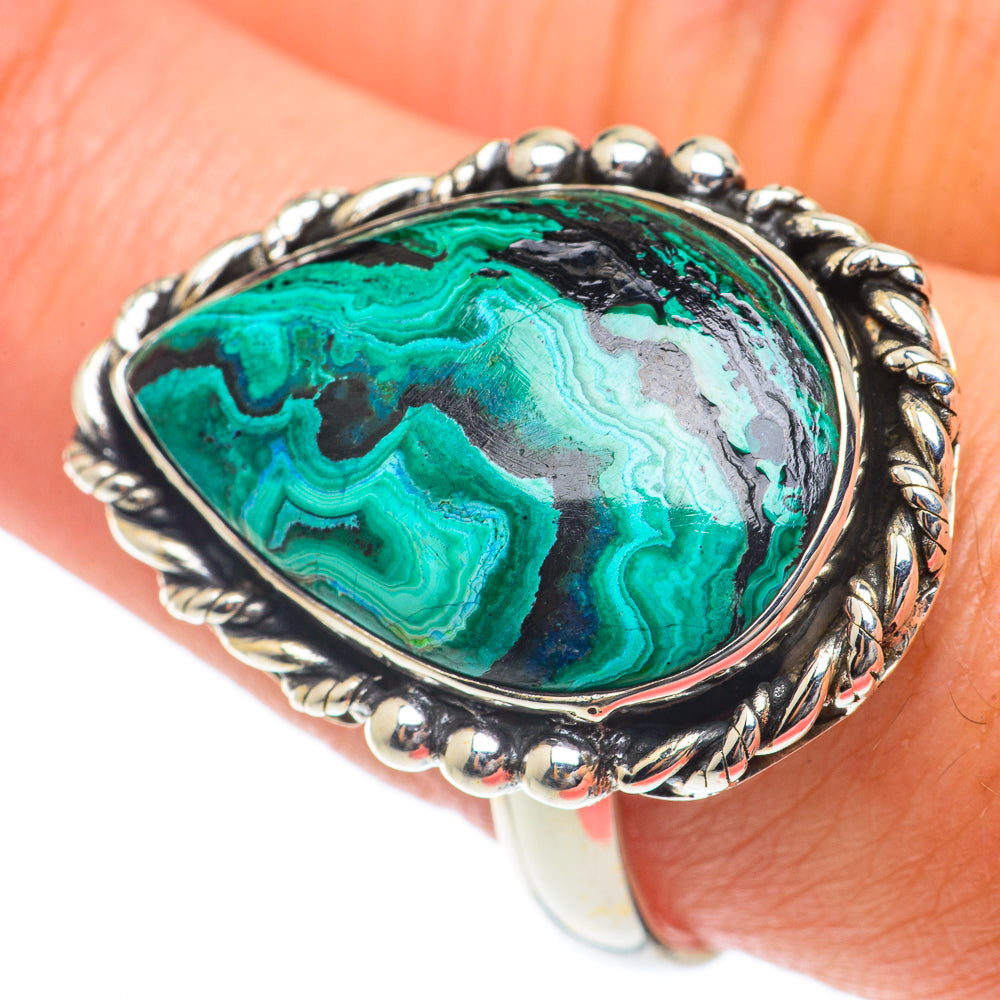 Malachite In Chrysocolla Rings handcrafted by Anasilvercos - RING65310
