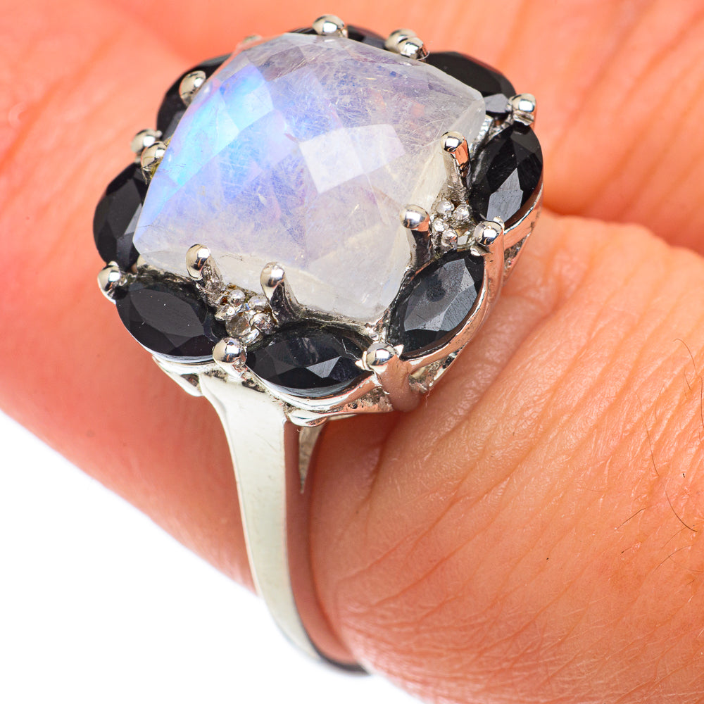 Rainbow Moonstone Rings handcrafted by Anasilvercos - RING65342