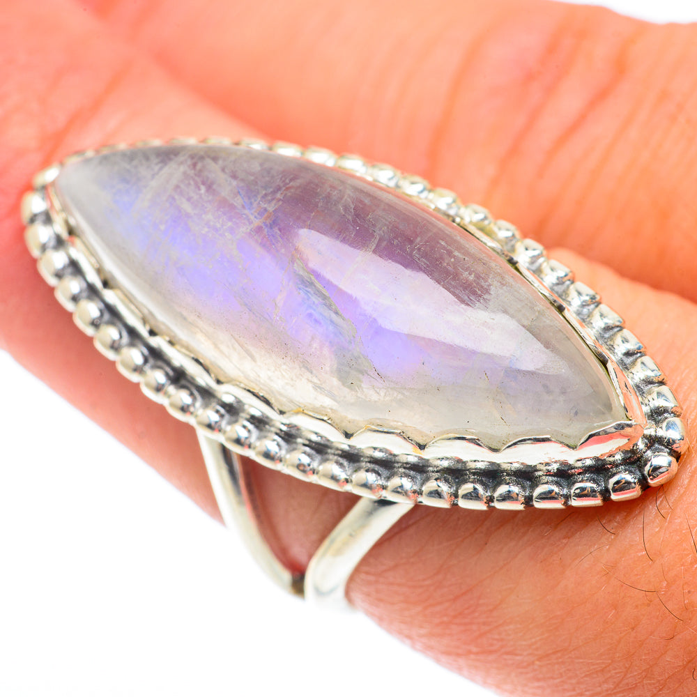 Rainbow Moonstone Rings handcrafted by Anasilvercos - RING65364