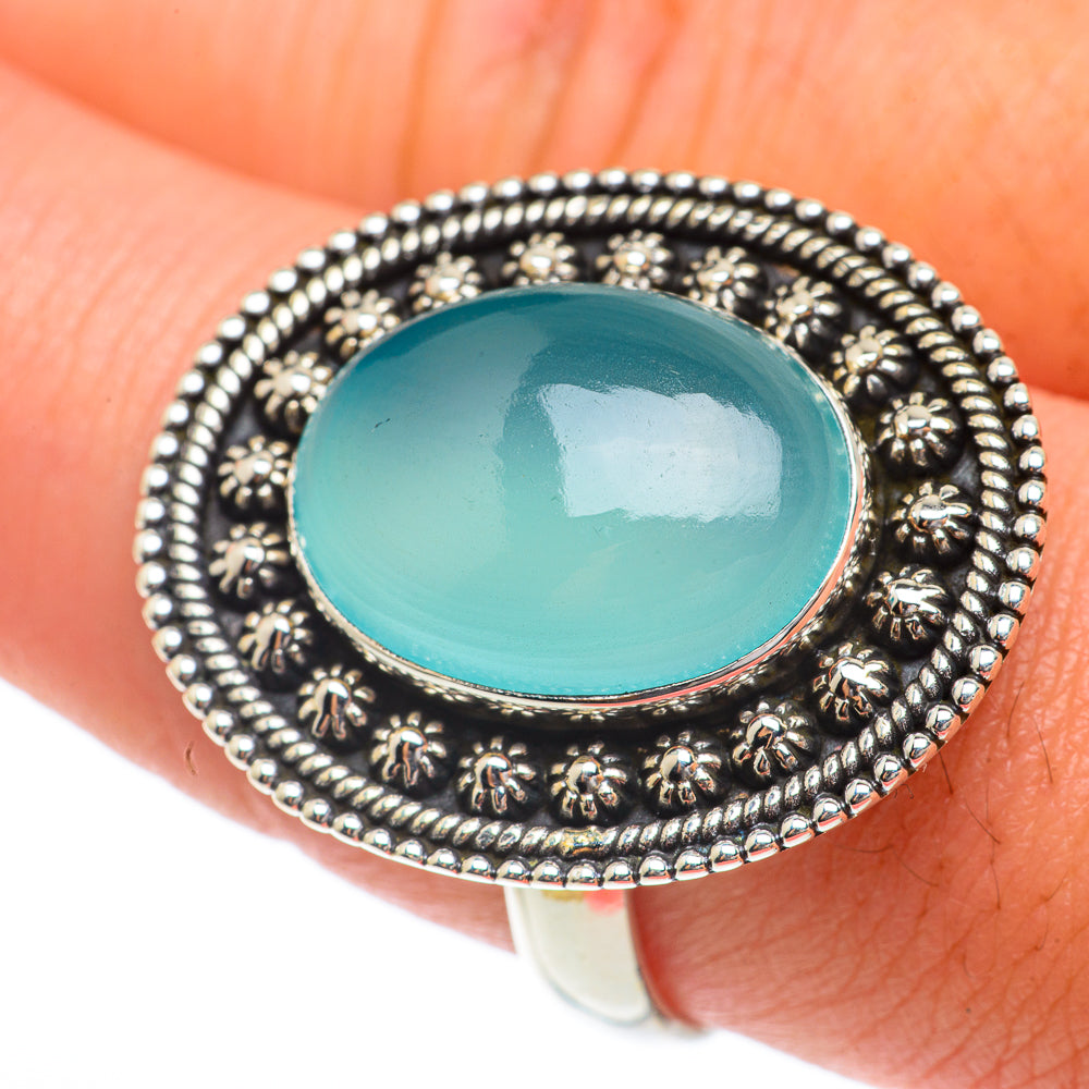 Aqua Chalcedony Rings handcrafted by Anasilvercos - RING65374