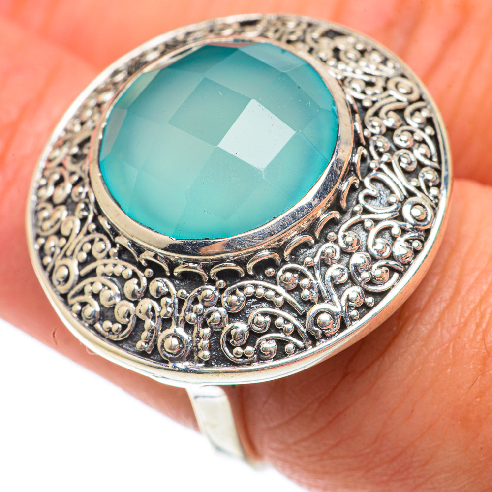 Aqua Chalcedony Rings handcrafted by Anasilvercos - RING65376