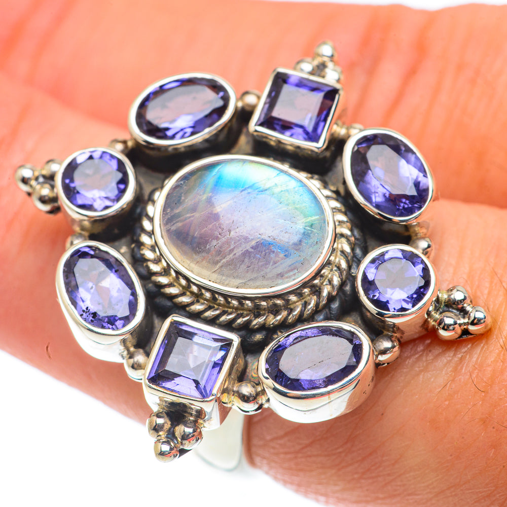 Rainbow Moonstone Rings handcrafted by Anasilvercos - RING65391