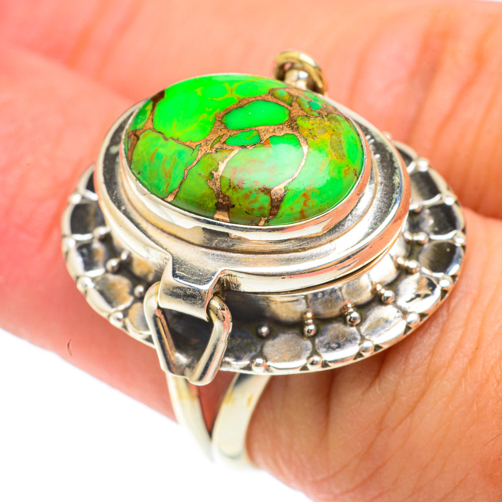 Green Copper Composite Turquoise Rings handcrafted by Anasilvercos - RING65439
