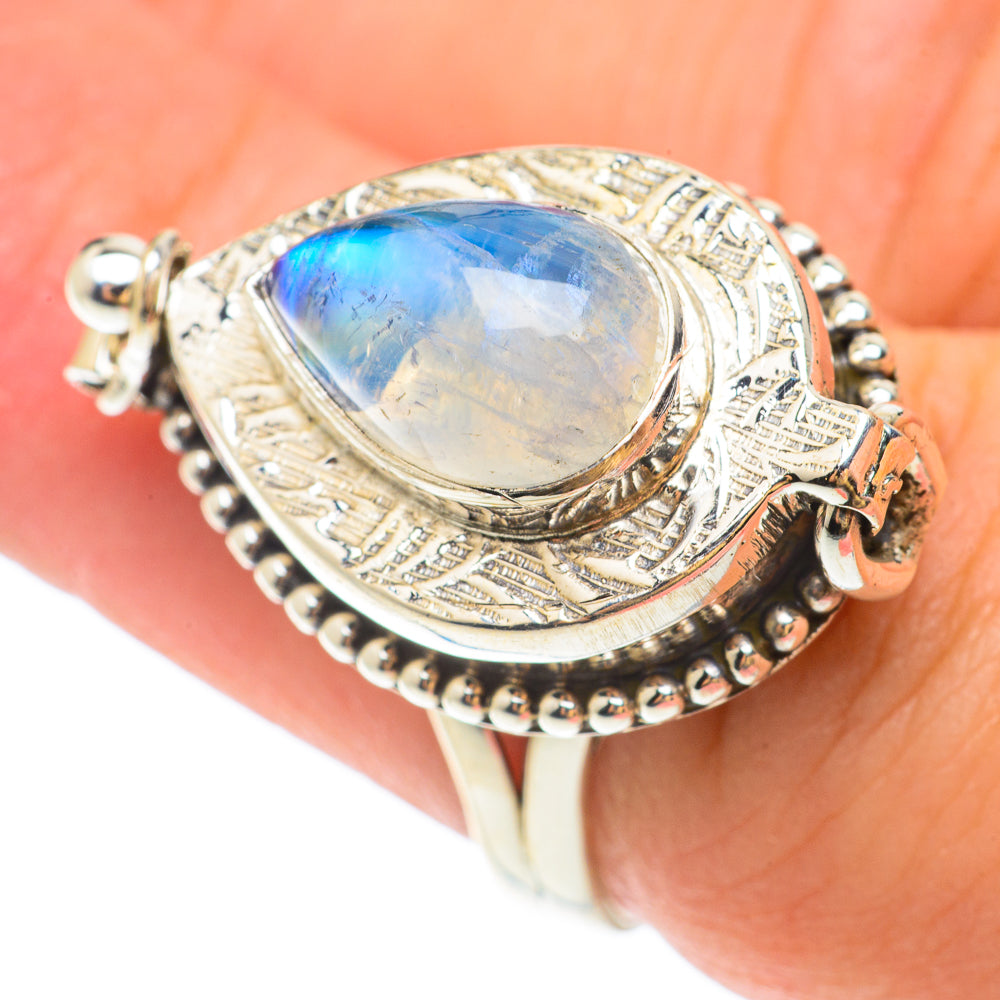 Rainbow Moonstone Rings handcrafted by Anasilvercos - RING65451