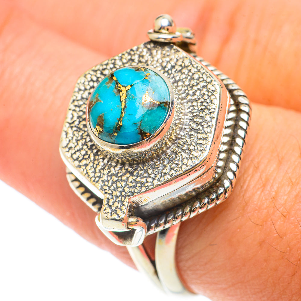 Blue Copper Composite Turquoise Rings handcrafted by Anasilvercos - RING65461