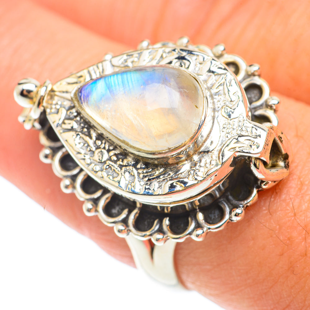 Rainbow Moonstone Rings handcrafted by Anasilvercos - RING65478