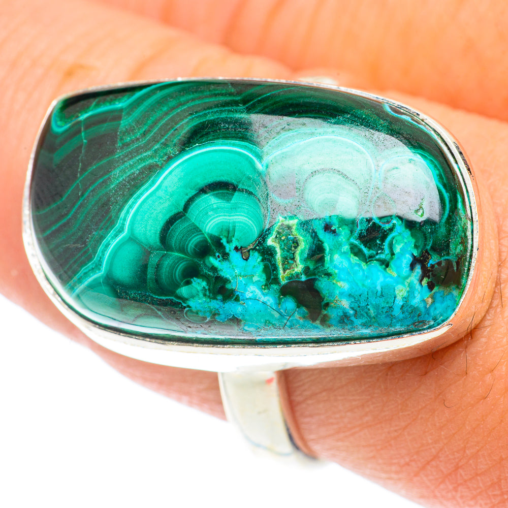 Malachite In Chrysocolla Rings handcrafted by Anasilvercos - RING65491