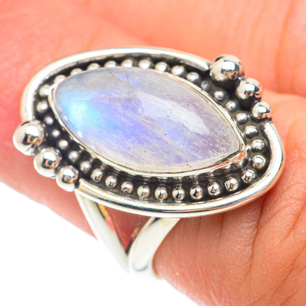 Rainbow Moonstone Rings handcrafted by Anasilvercos - RING65504