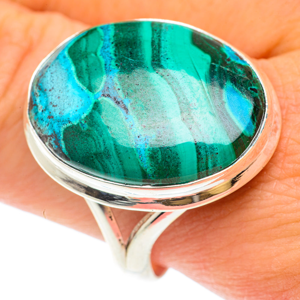 Malachite In Chrysocolla Rings handcrafted by Anasilvercos - RING65515