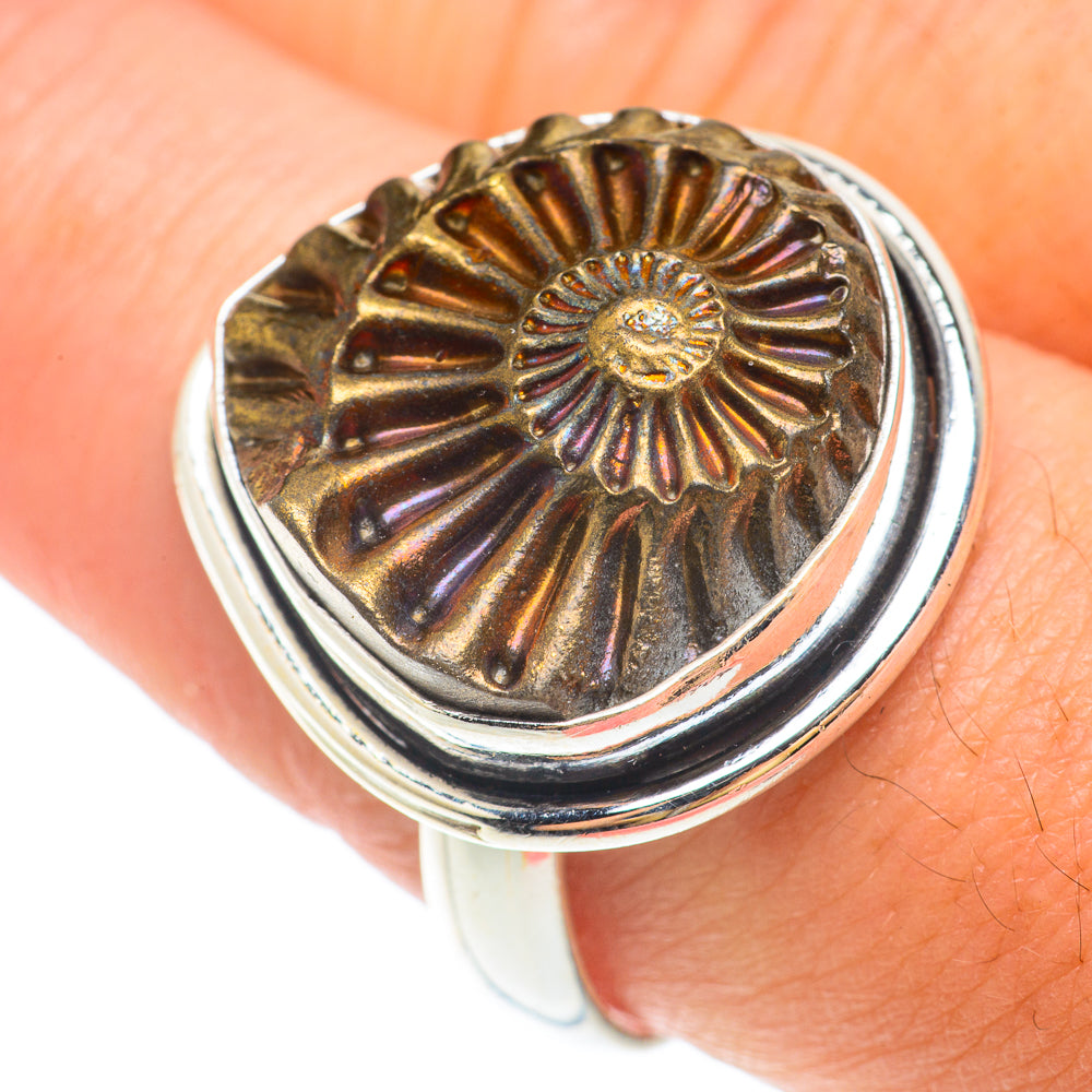 Pyrite Fossil Rings handcrafted by Anasilvercos - RING65563