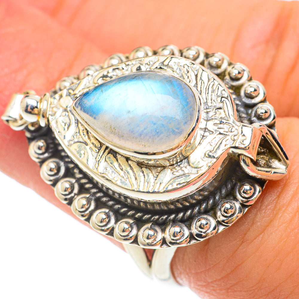 Rainbow Moonstone Rings handcrafted by Anasilvercos - RING65616