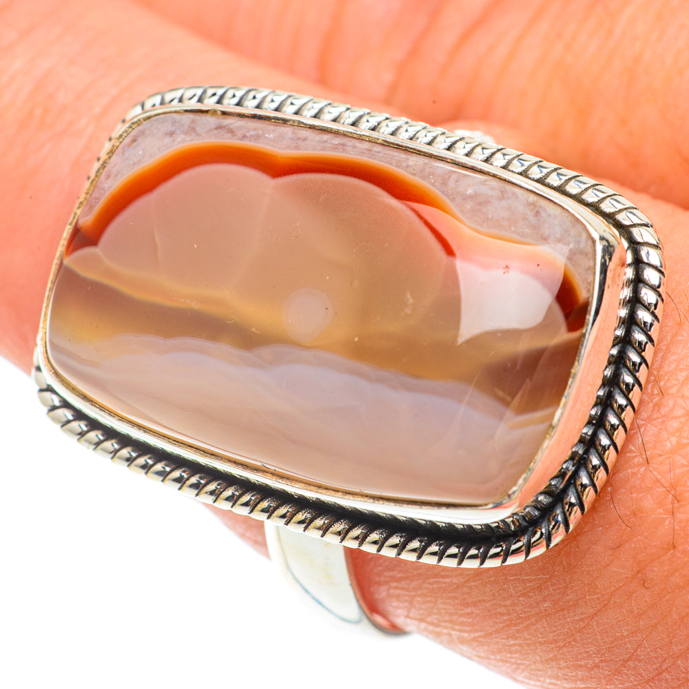 Orange Botswana Agate Rings handcrafted by Anasilvercos - RING65636