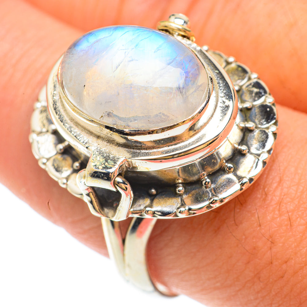 Rainbow Moonstone Rings handcrafted by Anasilvercos - RING65645