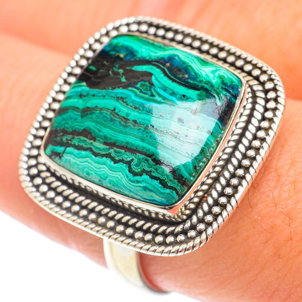 Malachite In Chrysocolla Rings handcrafted by Anasilvercos - RING65653