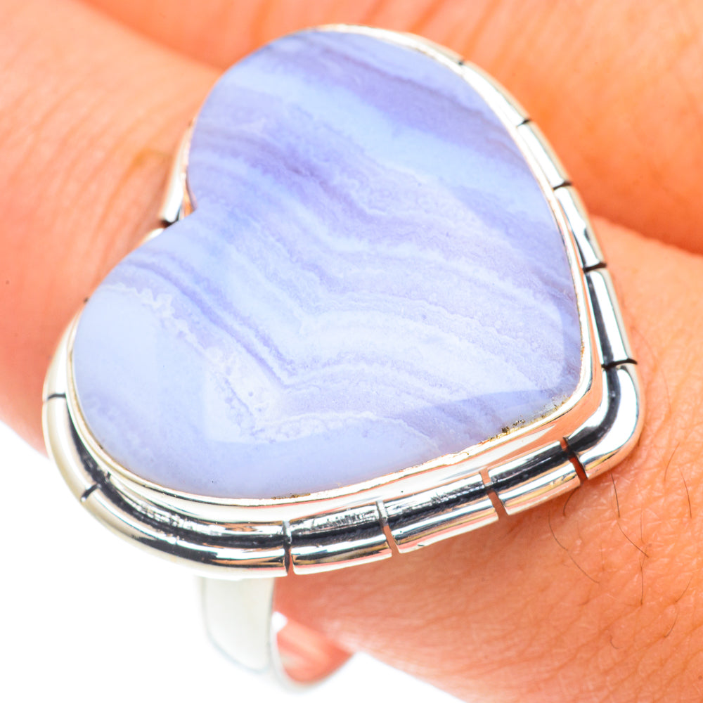 Blue Lace Agate Rings handcrafted by Anasilvercos - RING65665