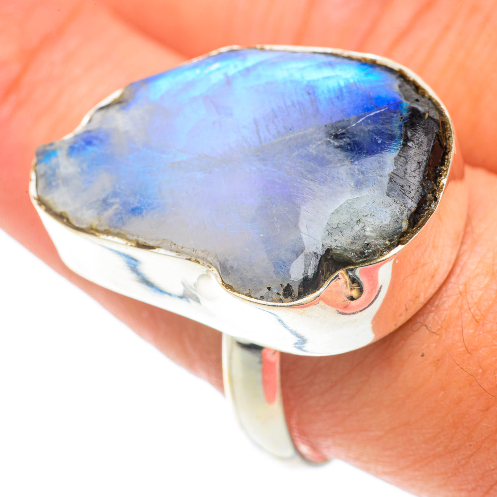 Rainbow Moonstone Rings handcrafted by Anasilvercos - RING65667