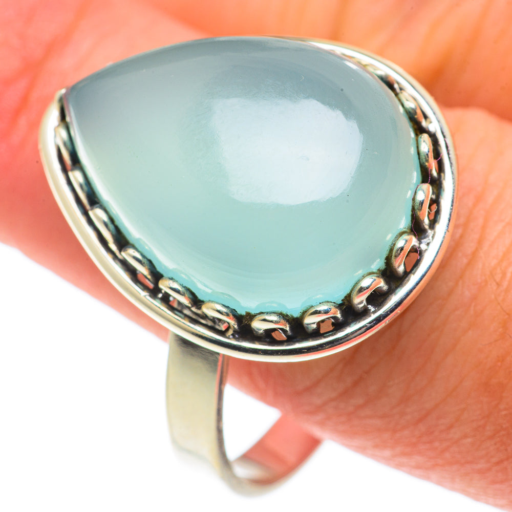 Aqua Chalcedony Rings handcrafted by Anasilvercos - RING65672