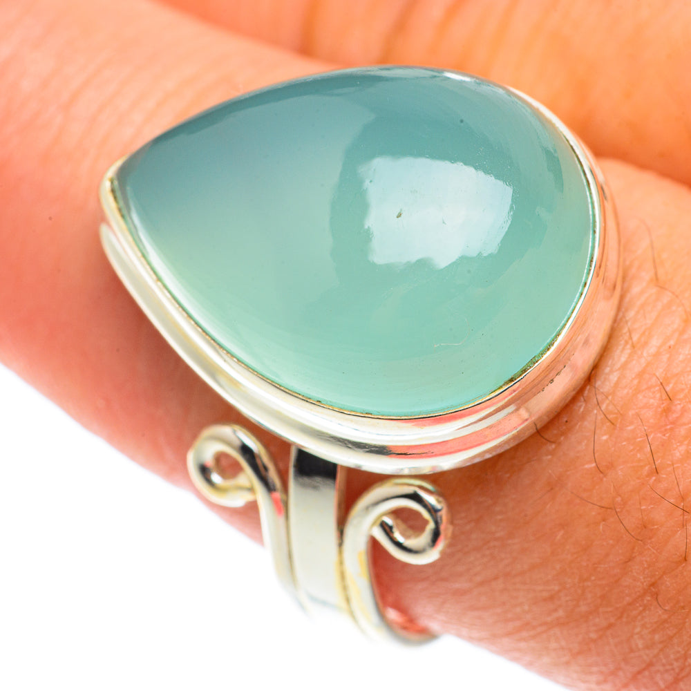 Aqua Chalcedony Rings handcrafted by Anasilvercos - RING65703