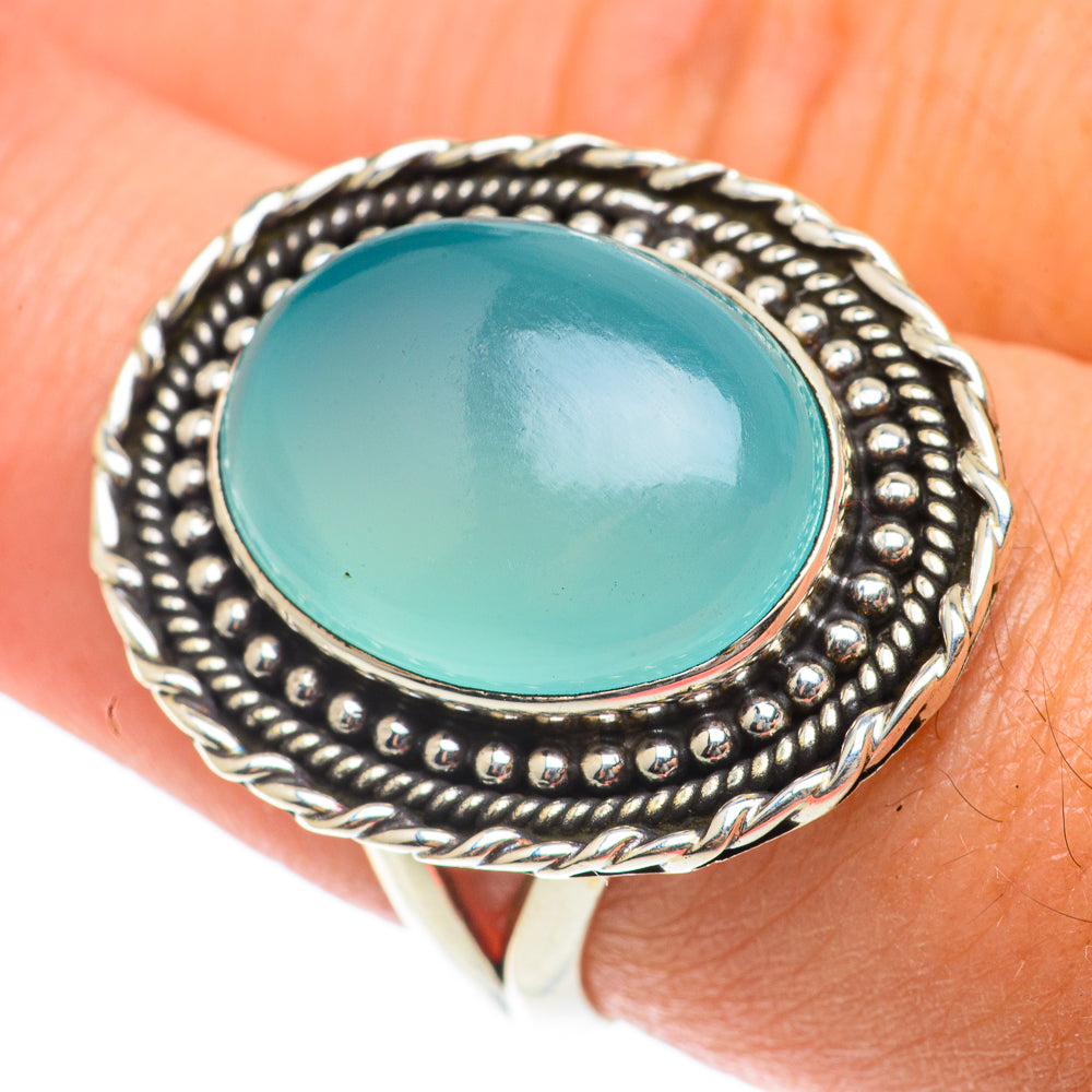 Aqua Chalcedony Rings handcrafted by Anasilvercos - RING65706