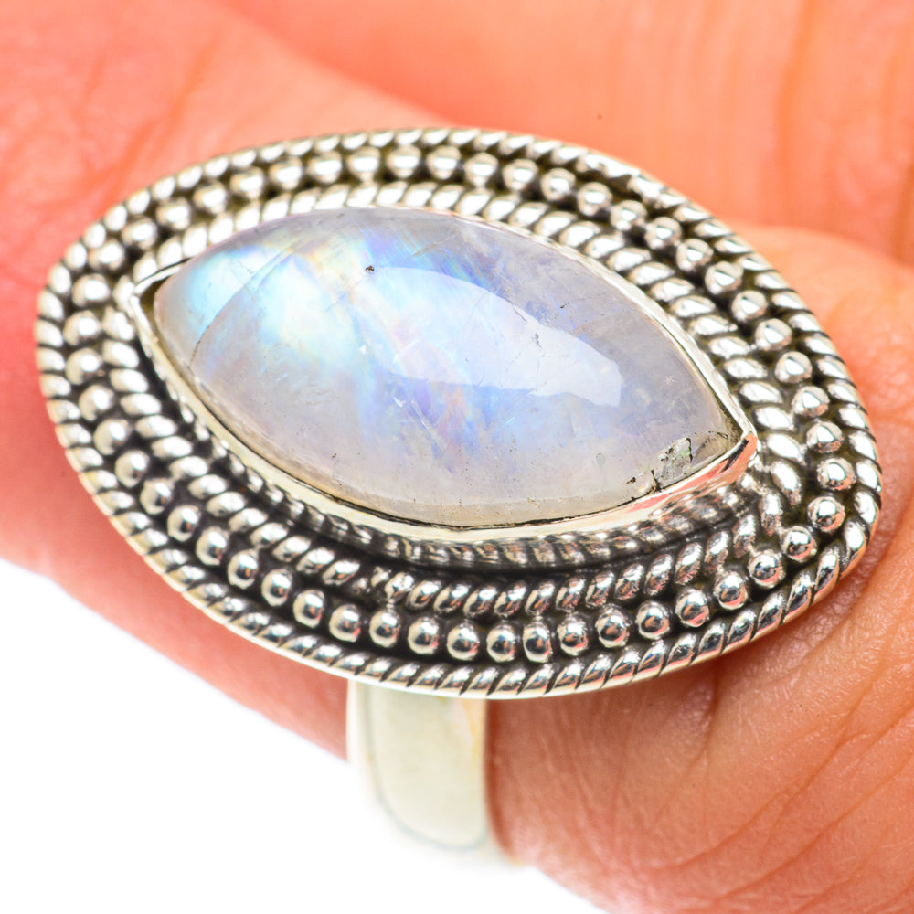 Rainbow Moonstone Rings handcrafted by Anasilvercos - RING65725