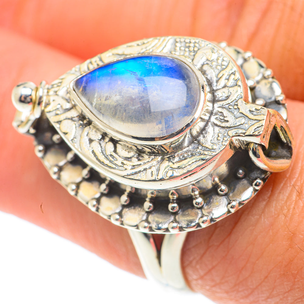 Rainbow Moonstone Rings handcrafted by Anasilvercos - RING65726