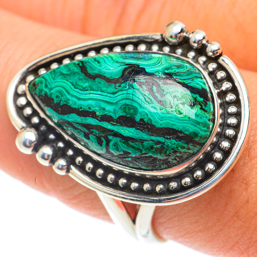 Malachite In Chrysocolla Rings handcrafted by Anasilvercos - RING65792
