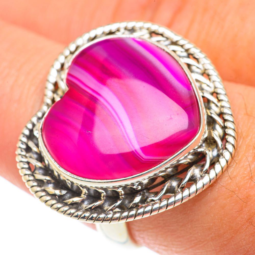 Pink Botswana Agate Rings handcrafted by Anasilvercos - RING65799