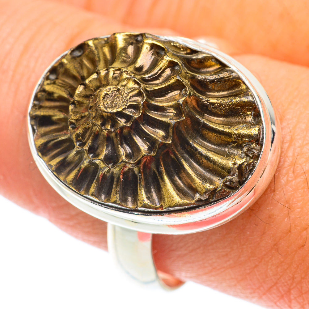 Pyrite Fossil Rings handcrafted by Anasilvercos - RING65826