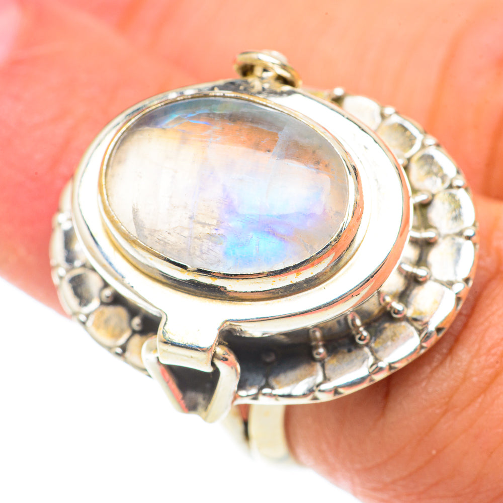 Rainbow Moonstone Rings handcrafted by Anasilvercos - RING65878