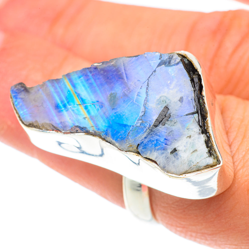 Rainbow Moonstone Rings handcrafted by Anasilvercos - RING65879