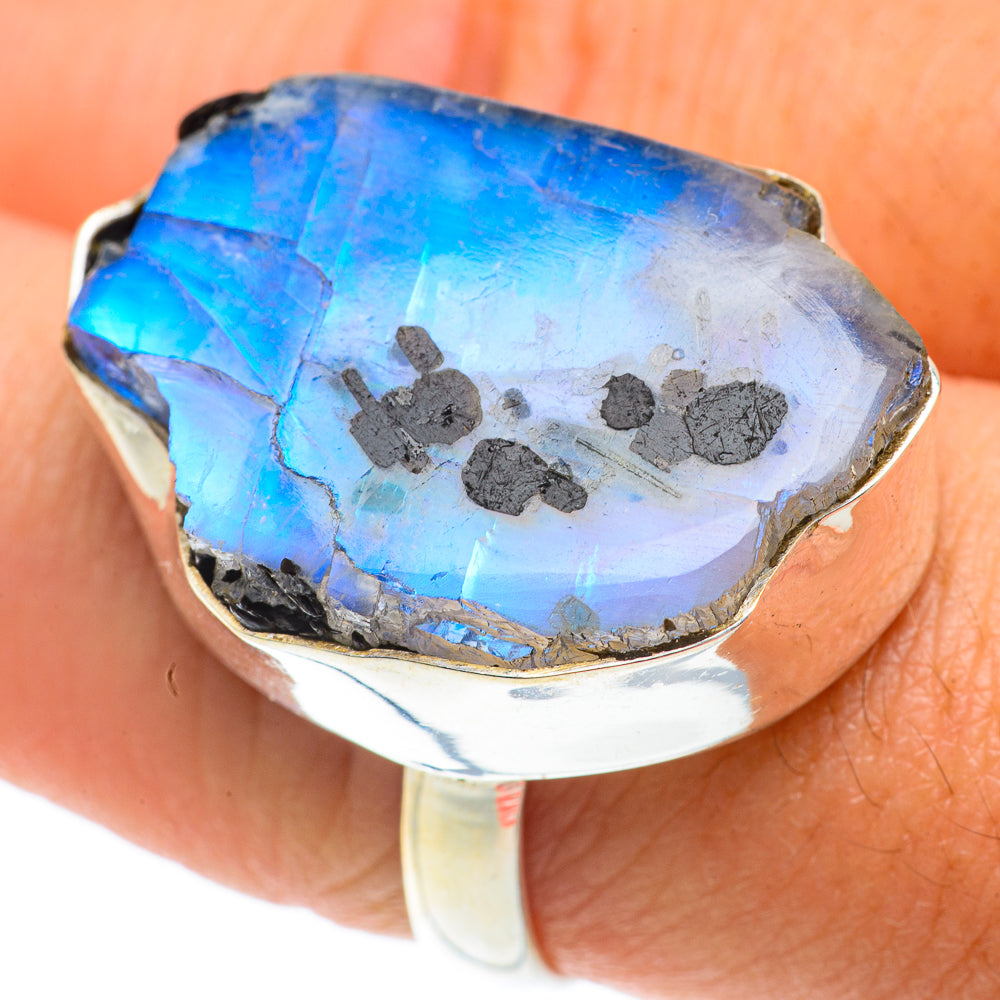 Rainbow Moonstone Rings handcrafted by Anasilvercos - RING65907
