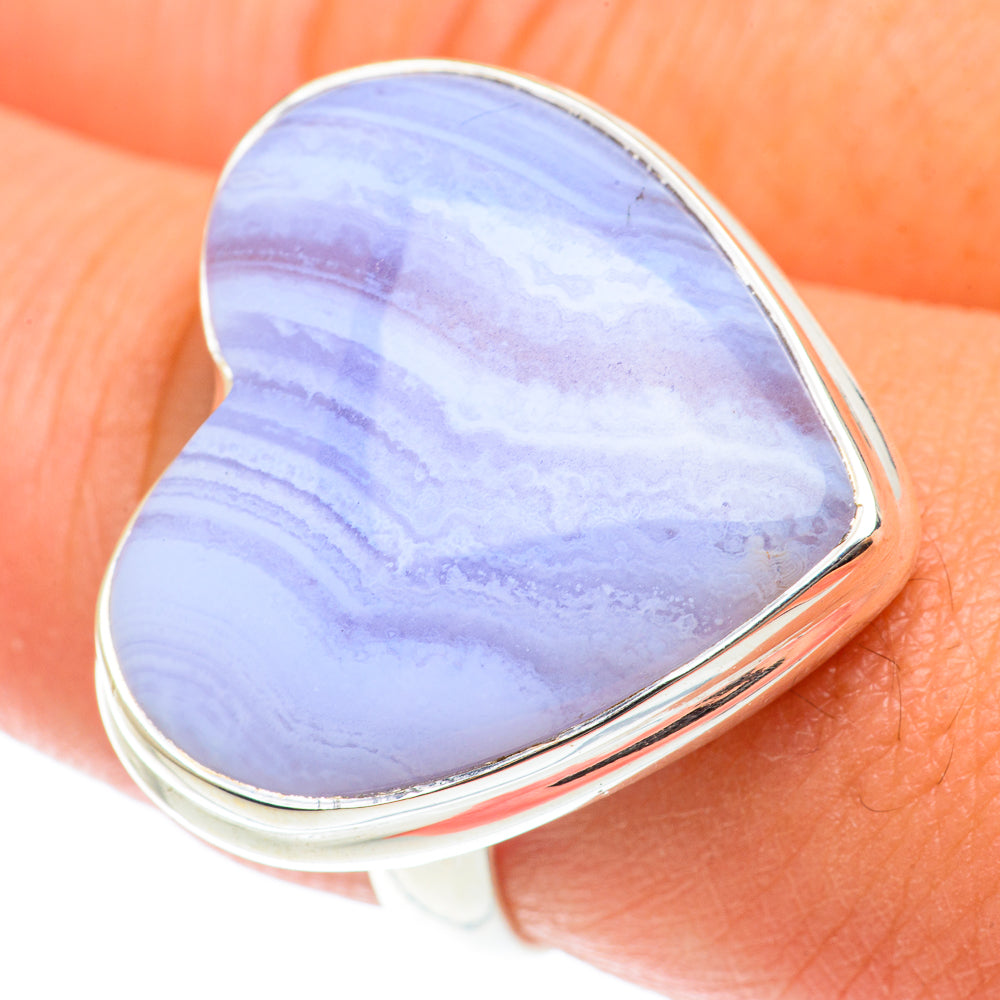 Blue Lace Agate Rings handcrafted by Anasilvercos - RING65908