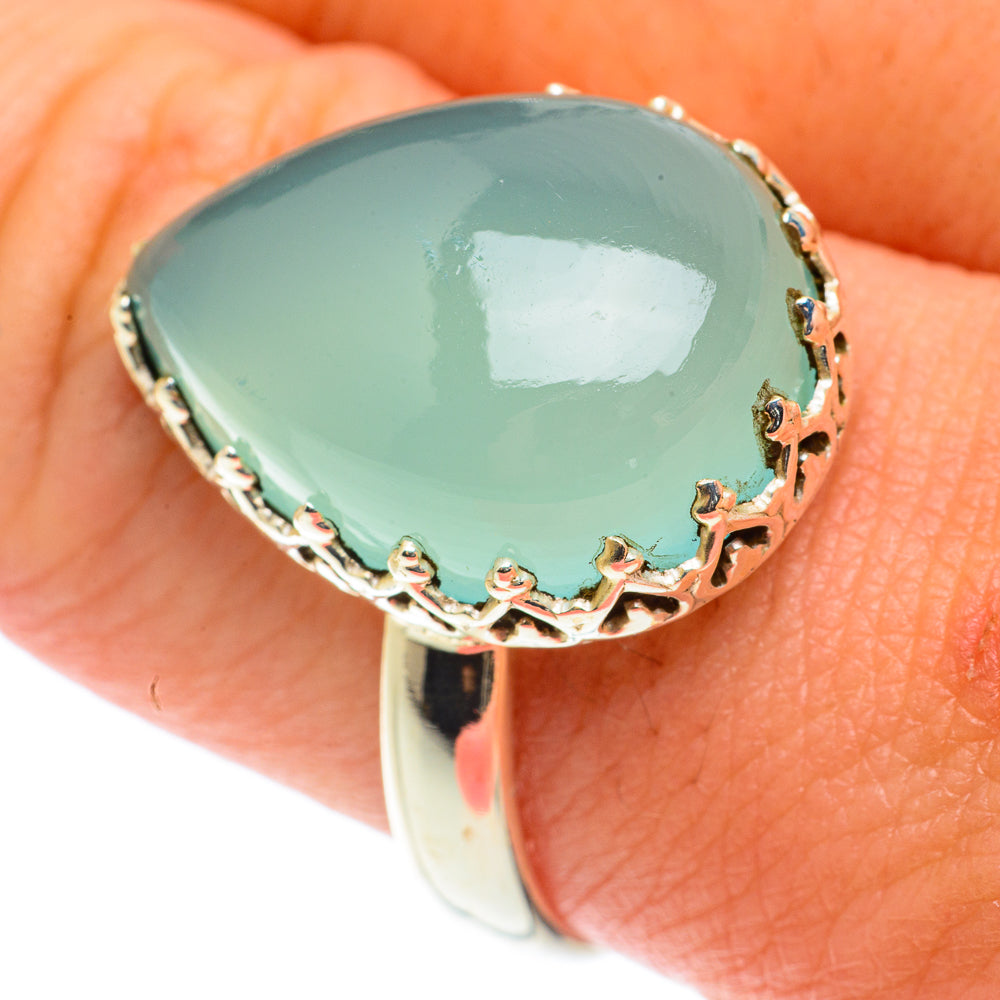 Aqua Chalcedony Rings handcrafted by Anasilvercos - RING65921