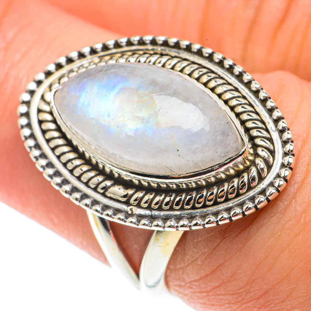 Rainbow Moonstone Rings handcrafted by Anasilvercos - RING65946