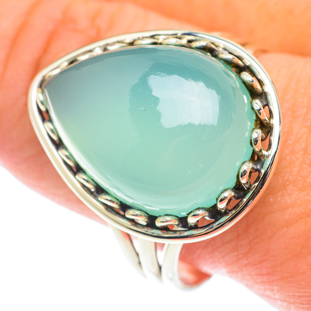 Aqua Chalcedony Rings handcrafted by Anasilvercos - RING66013