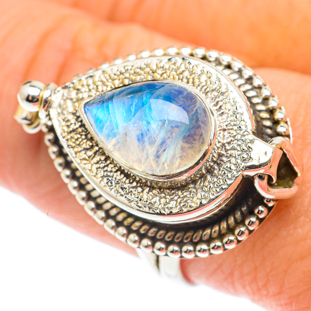 Rainbow Moonstone Rings handcrafted by Anasilvercos - RING66032