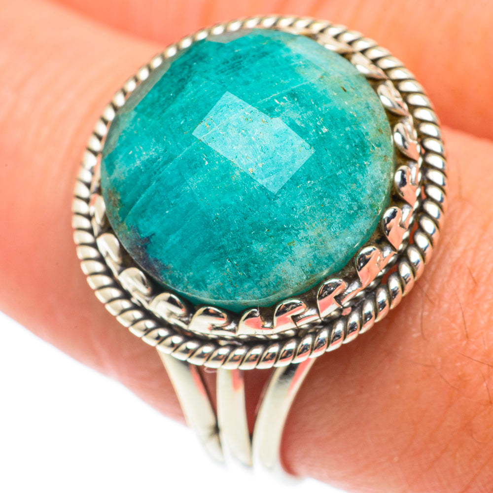 Peruvian Amazonite Rings handcrafted by Anasilvercos - RING66044