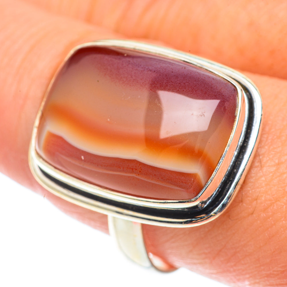 Orange Botswana Agate Rings handcrafted by Anasilvercos - RING66071