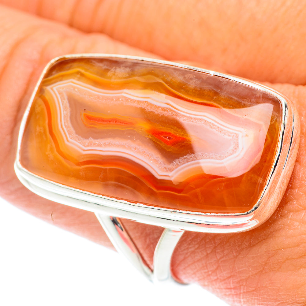 Orange Botswana Agate Rings handcrafted by Anasilvercos - RING66151