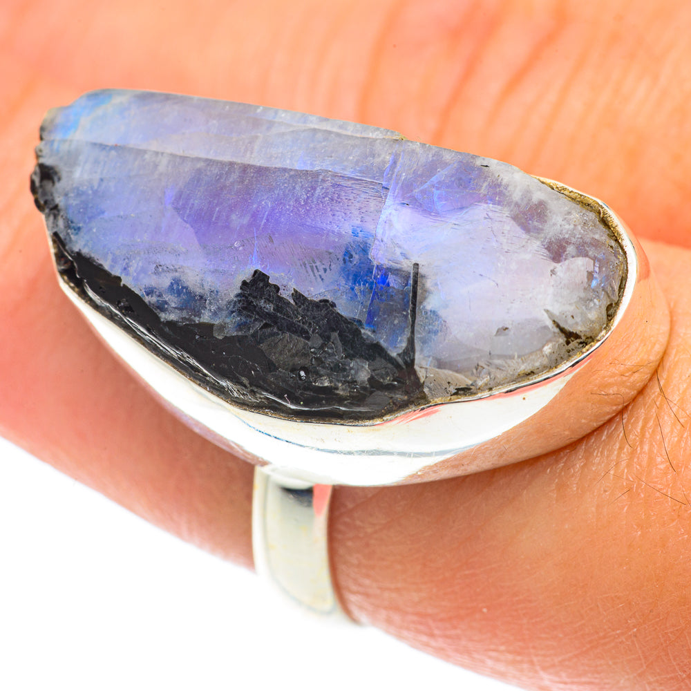 Rainbow Moonstone Rings handcrafted by Anasilvercos - RING66167