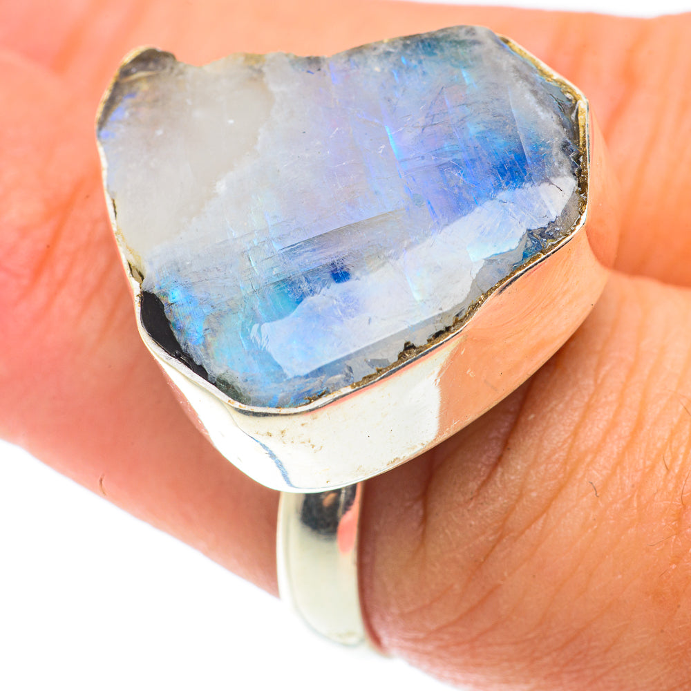 Rainbow Moonstone Rings handcrafted by Anasilvercos - RING66169
