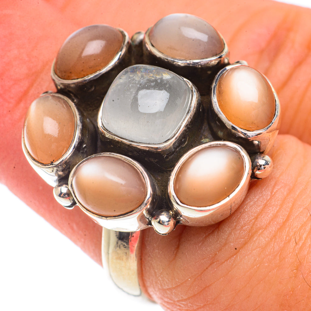 Peach Moonstone, Moonstone Rings handcrafted by Anasilvercos - RING66191