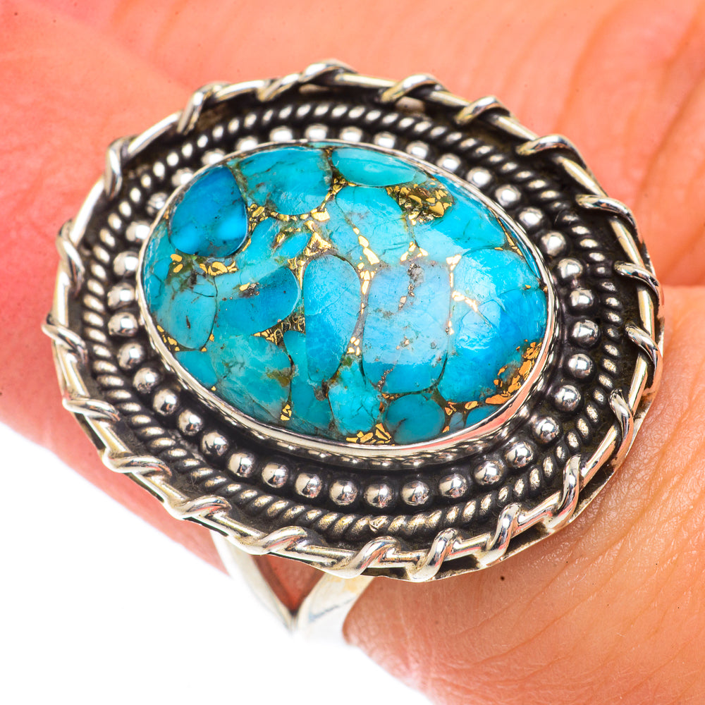 Blue Copper Composite Turquoise Rings handcrafted by Anasilvercos - RING66214