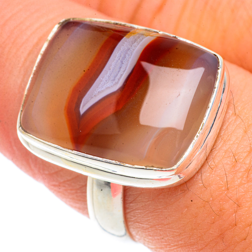 Red Botswana Agate Rings handcrafted by Anasilvercos - RING66222