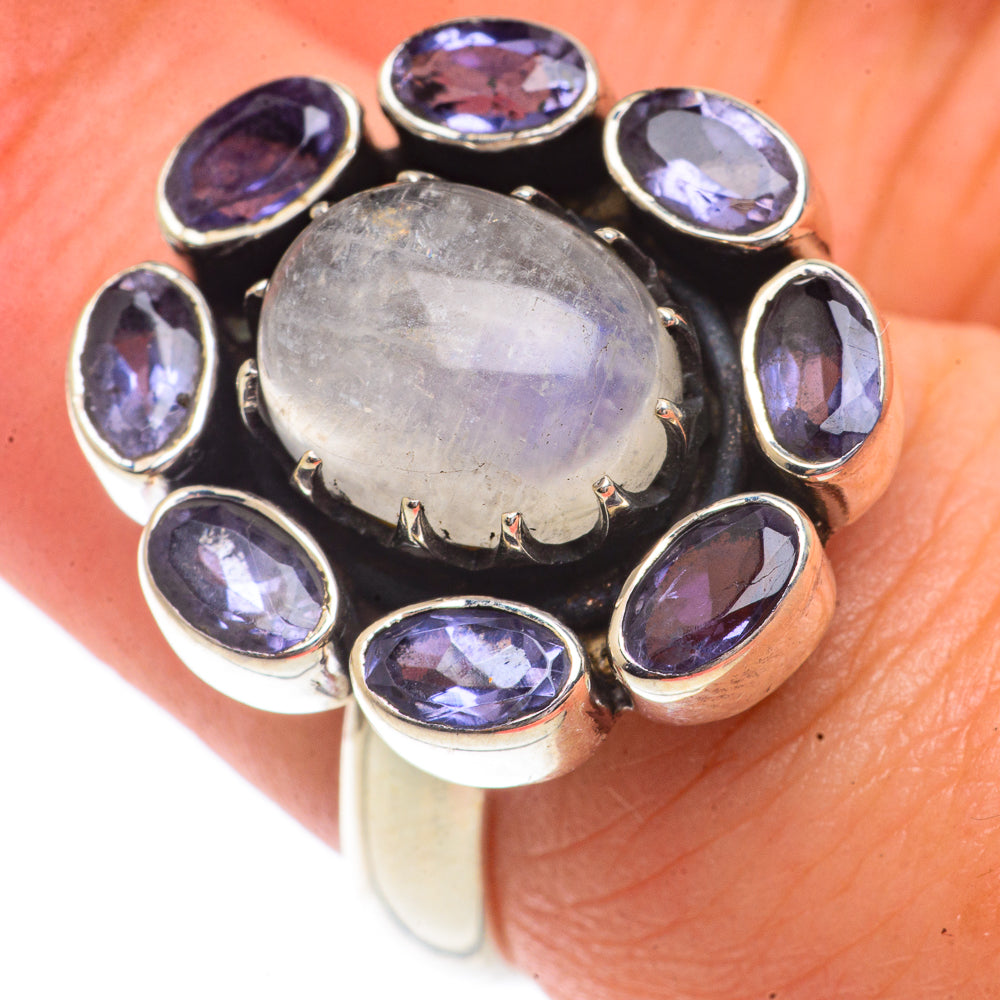 Rainbow Moonstone, Tanzanite Rings handcrafted by Anasilvercos - RING66230