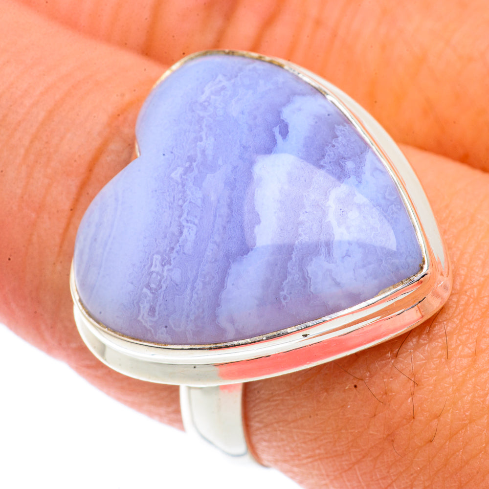 Blue Lace Agate Rings handcrafted by Anasilvercos - RING66240