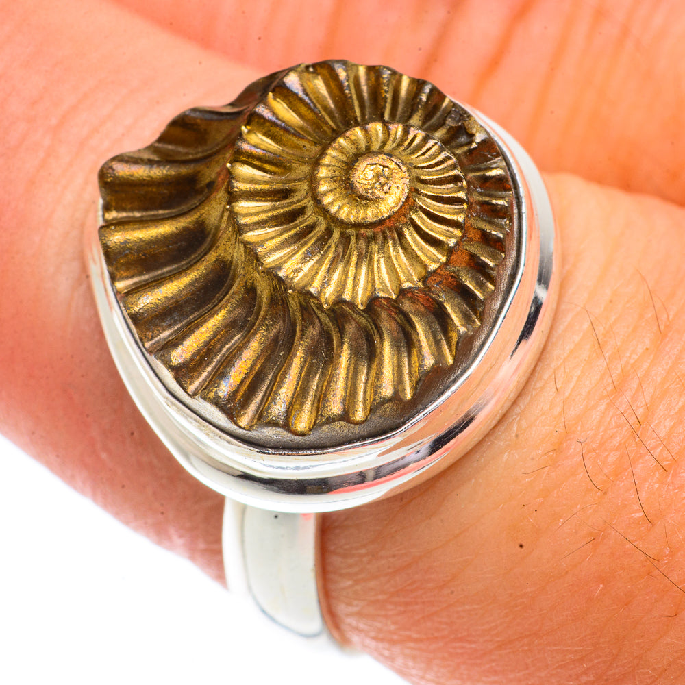 Pyrite Fossil Rings handcrafted by Anasilvercos - RING66326