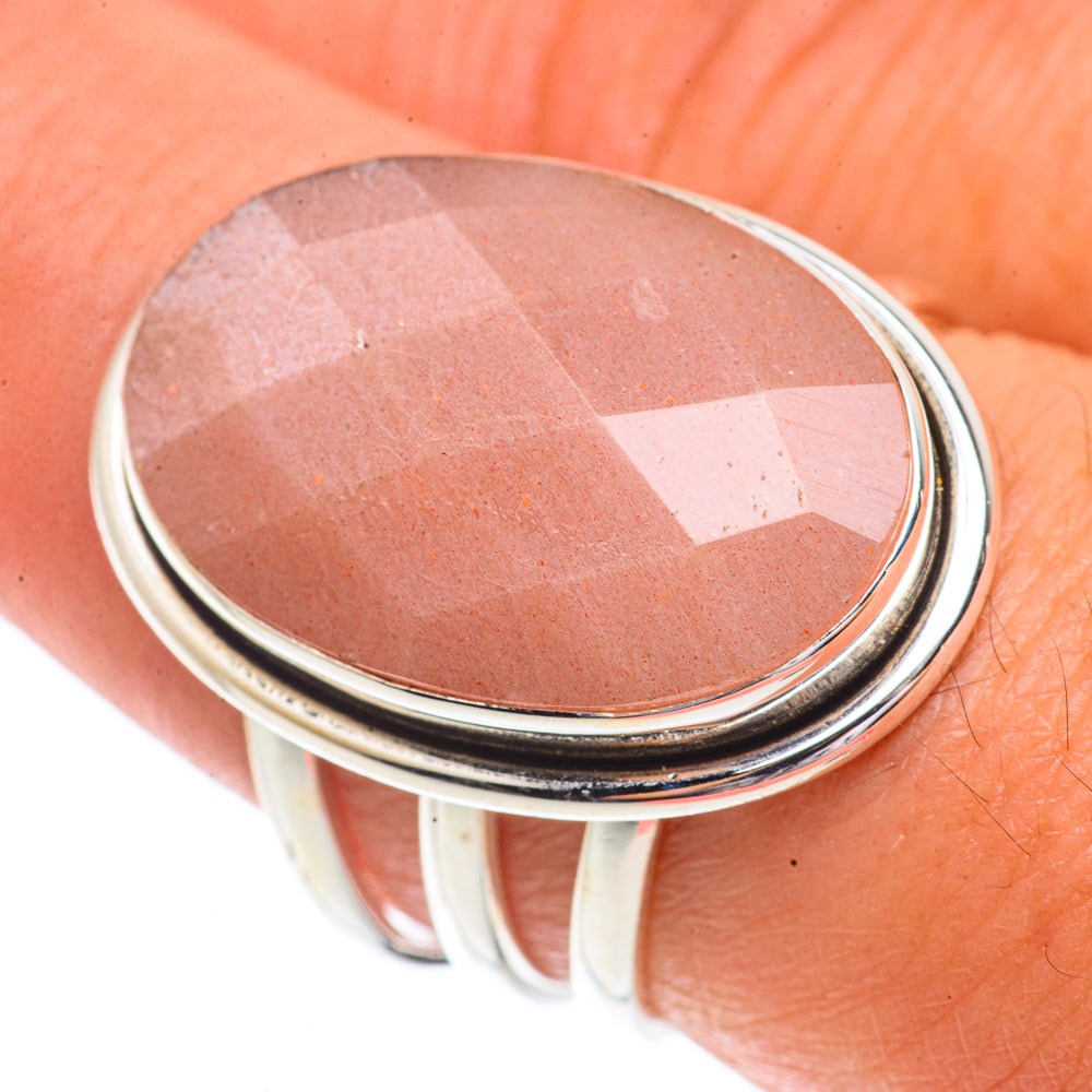 Peach Moonstone Rings handcrafted by Anasilvercos - RING66351