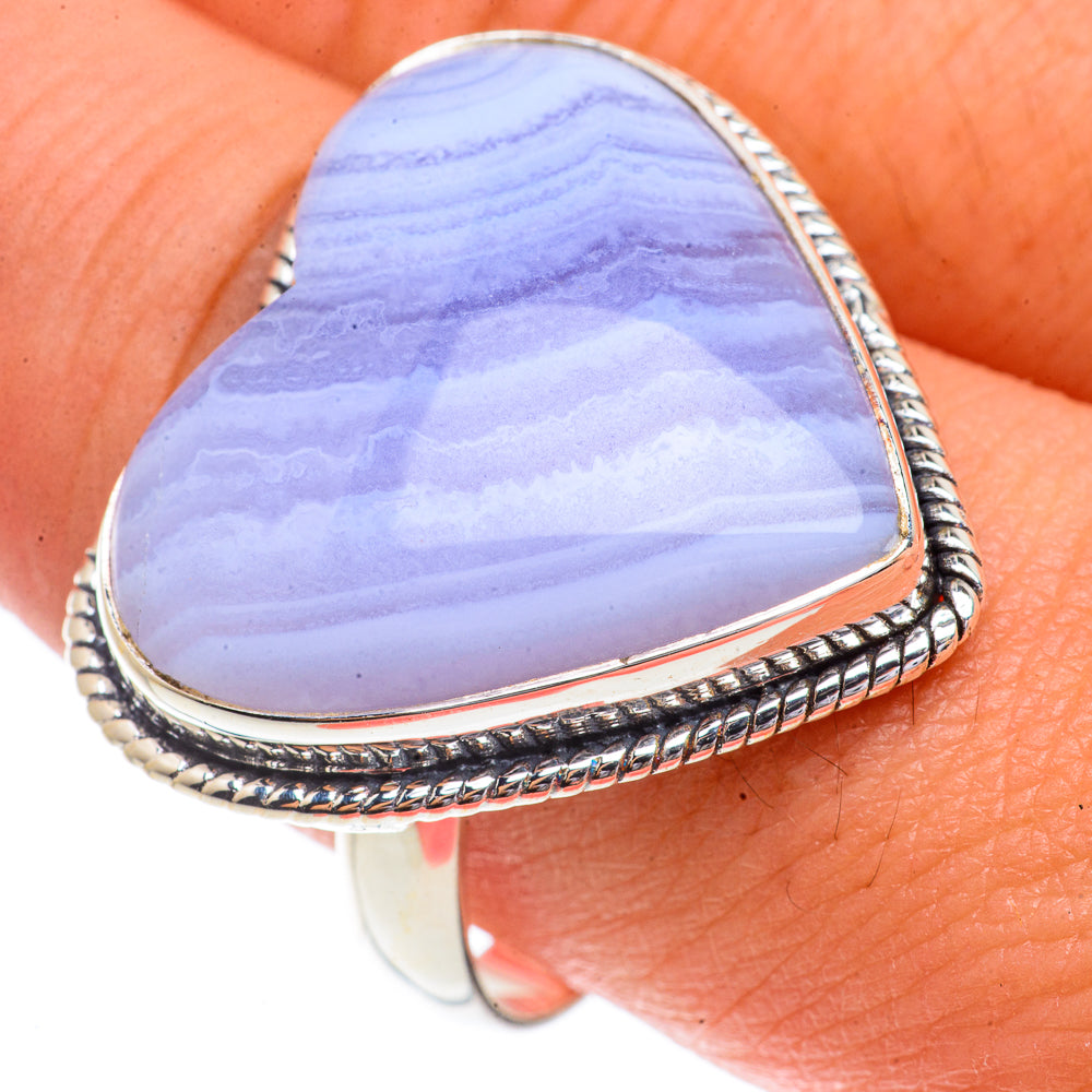 Blue Lace Agate Rings handcrafted by Anasilvercos - RING66390