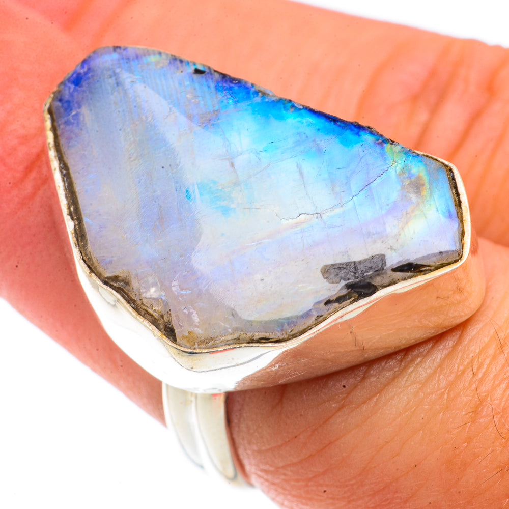 Rainbow Moonstone Rings handcrafted by Anasilvercos - RING66391